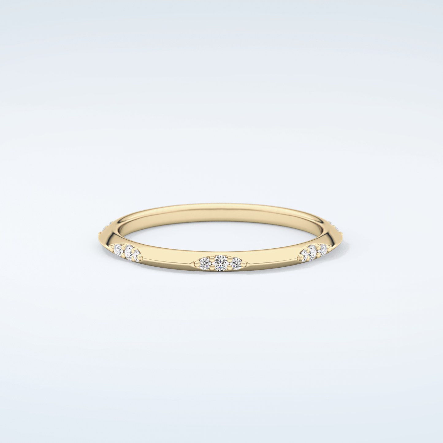 0.09 TCW Round Shaped Moissanite Wedding Band 1