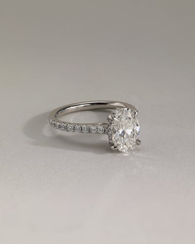 2.0 CT Oval Cut Pave & Cathedral Lab Grown Diamond Engagement Ring
