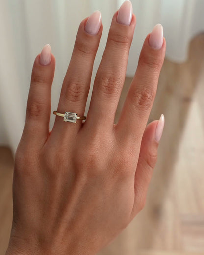 2.0 CT Emerald Cut Solitaire & East-West Lab Grown Diamond Engagement Ring