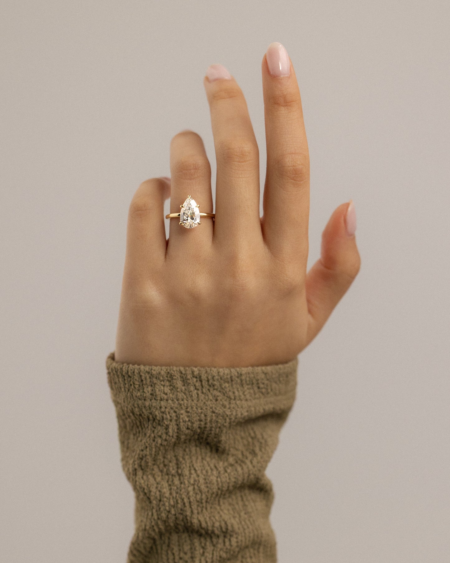 2 CT Pear Cut Hidden Halo Styled Lab Grown Diamond Engagement Ring For Women