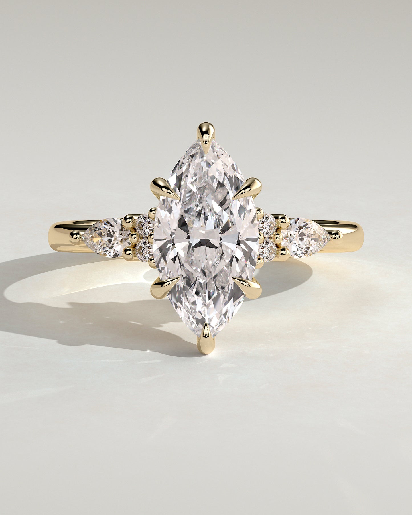 2 CT Marquise Cut Cluster Lab Grown Diamond Engagement Ring