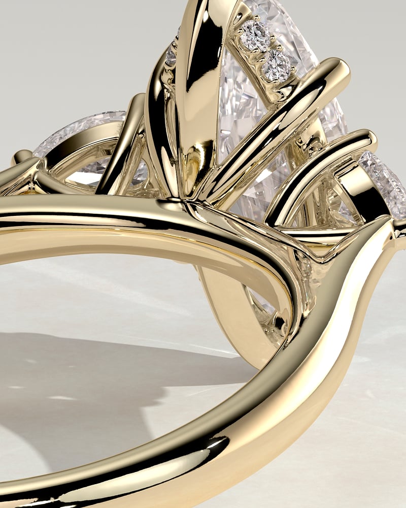 Marquise Shaped Three Stone Lab Grown Diamond Engagement Ring In 2 Carats