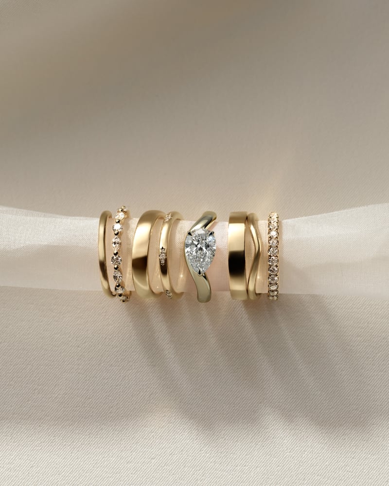 2.0 CT Pear Cut Curved Solitaire Lab Grown Diamond Engagement Ring