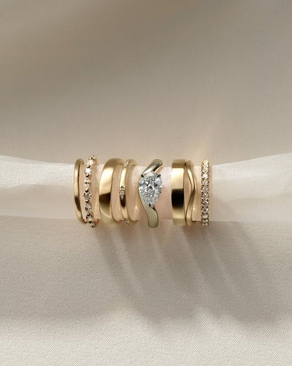 2.0 CT Pear Cut Curved Solitaire Lab Grown Diamond Engagement Ring