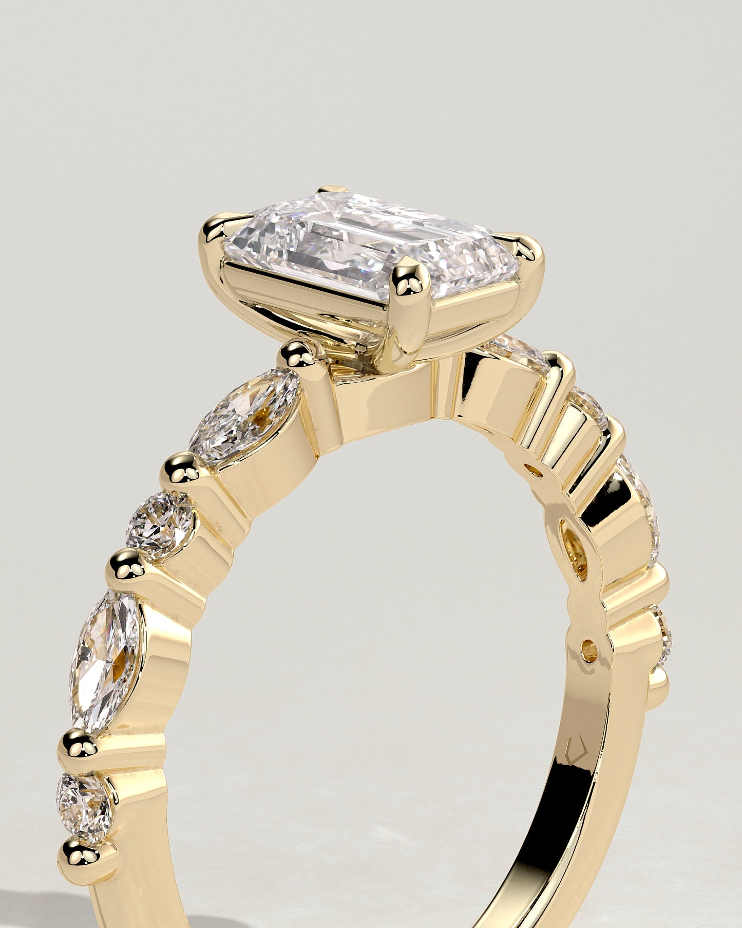 2 CT Emerald Cut Pave Styled Lab Grown Diamond Engagement Ring For Women