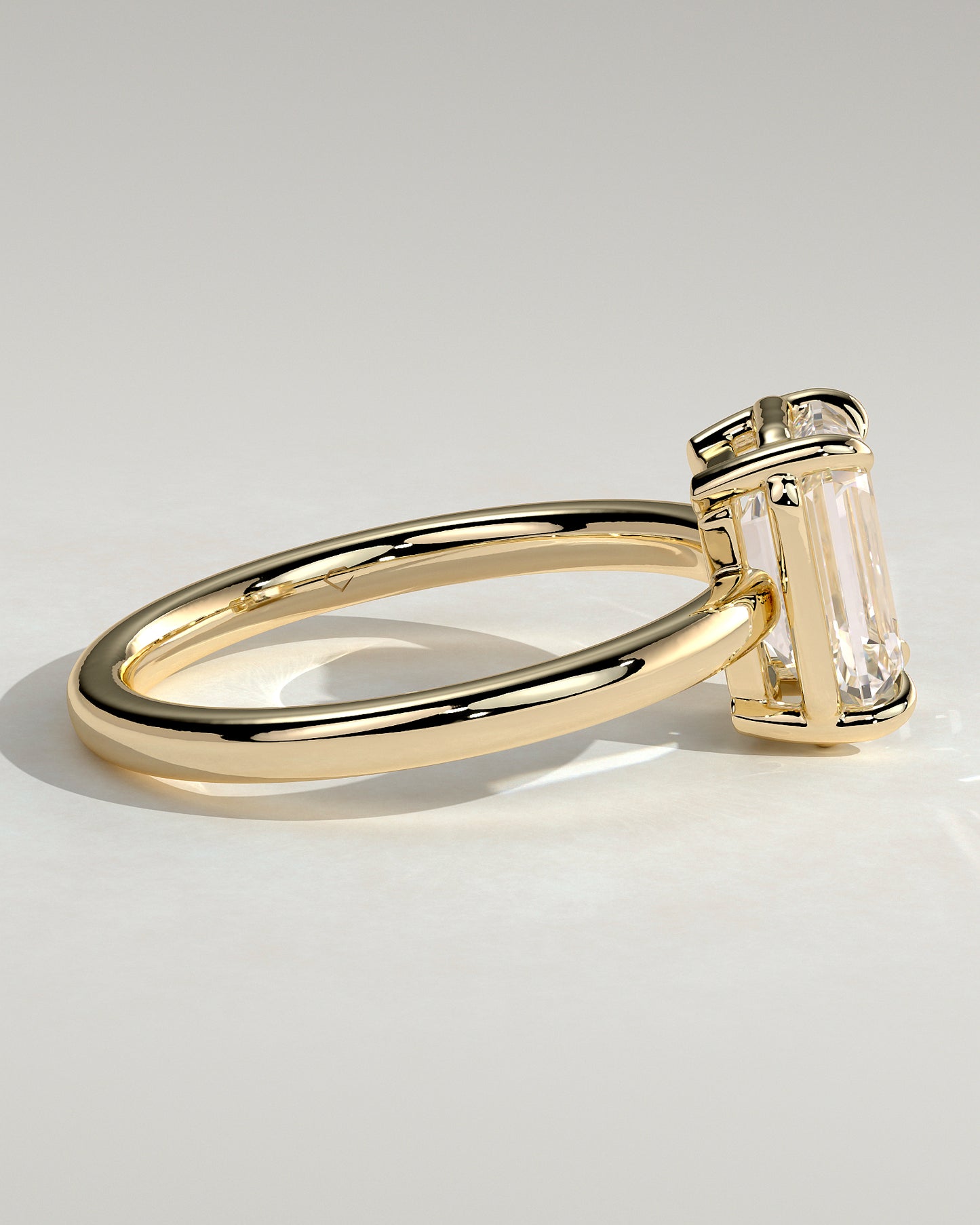 2 CT Emerald Cut Solitaire Setting Lab Grown Diamond Engagement Ring