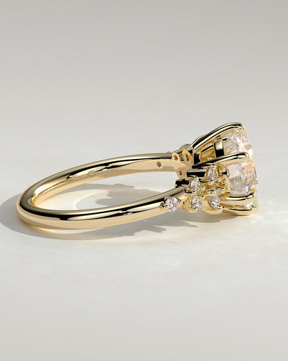 2 CT Round Cut Cluster Styled Lab Grown Diamond Engagement Ring