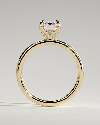 Emerald Hidden Halo Lab Grown Diamond Engagement Ring