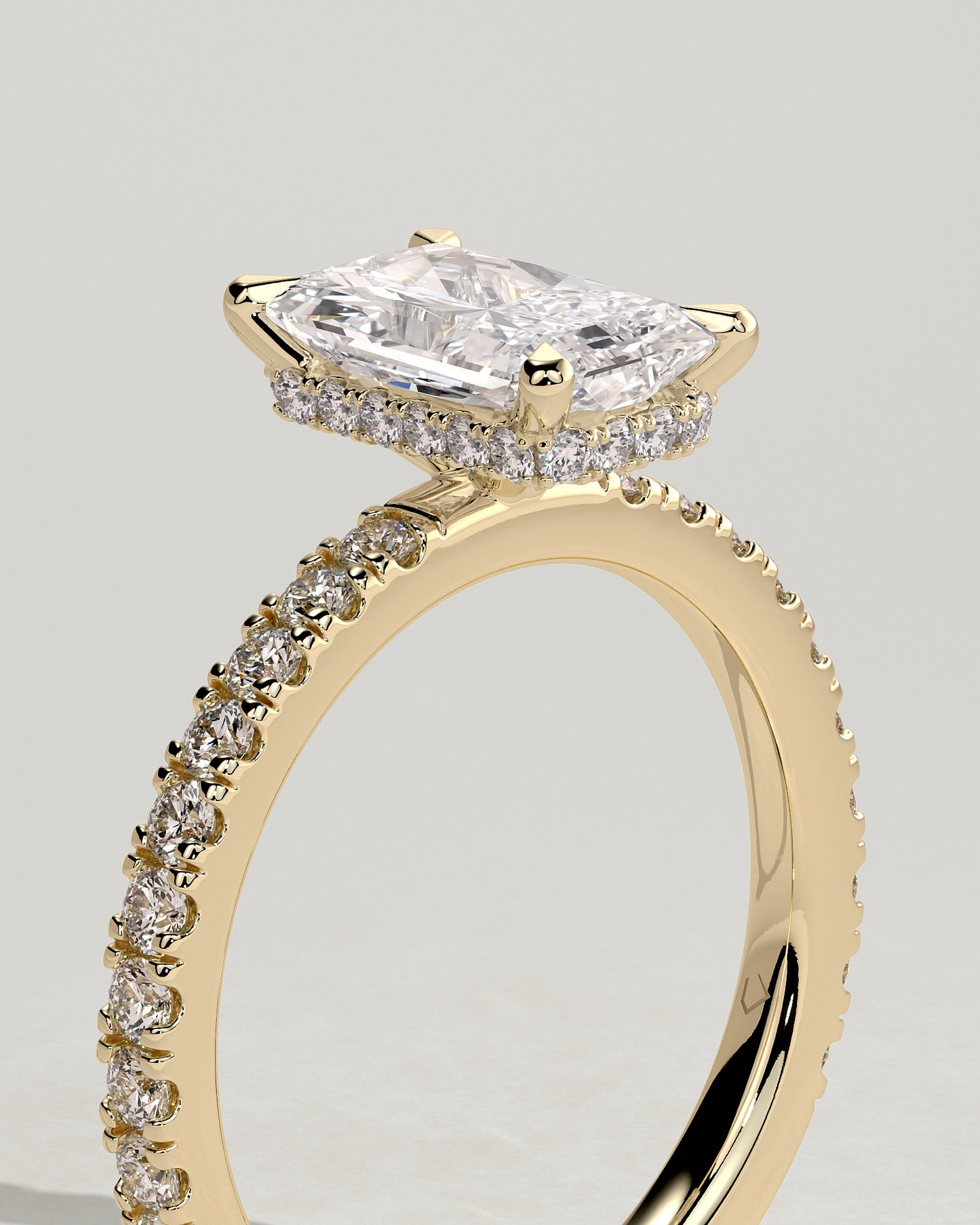2 CT Radiant Cut Pave & Hidden Halo Styled Lab Grown Diamond Engagement Ring