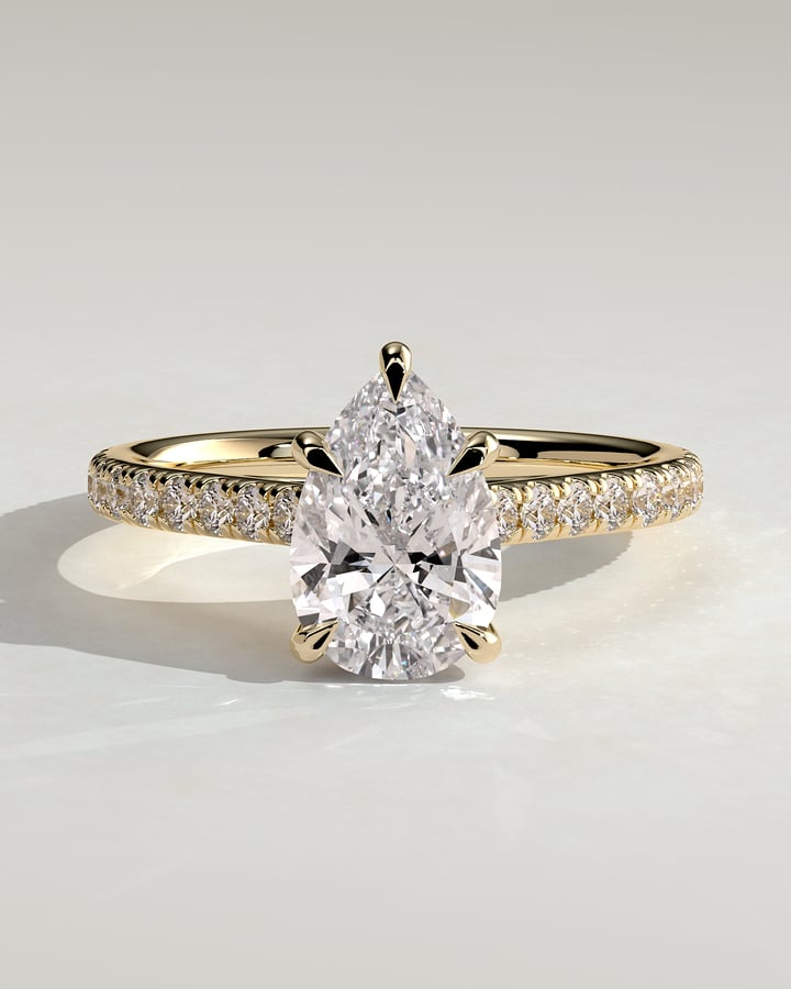 2 CT Pear Cut Pave Style Lab Grown Diamond Engagement Ring