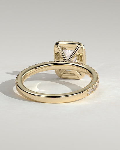 2 CT Emerald Cut Halo and Pave Lab Grown Diamond Engagement Ring