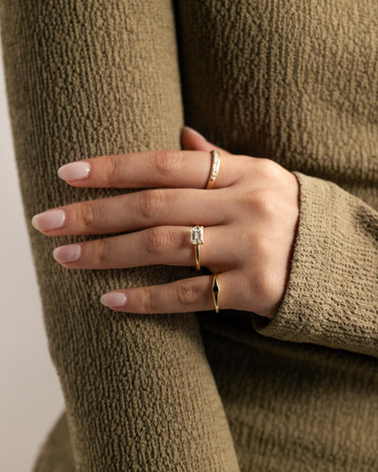 2.0 CT Emerald Cut Solitaire & East-West Lab Grown Diamond Engagement Ring