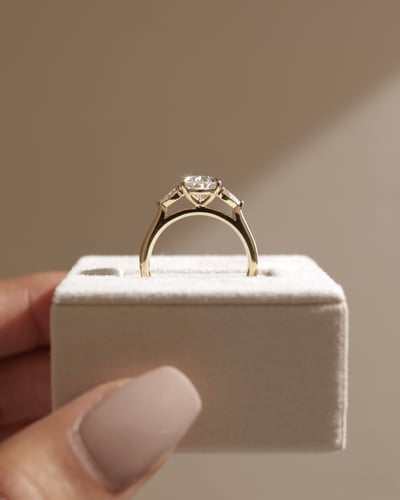 2.0 CT Pear Cut Three Stones Lab Grown Diamond Engagement Ring