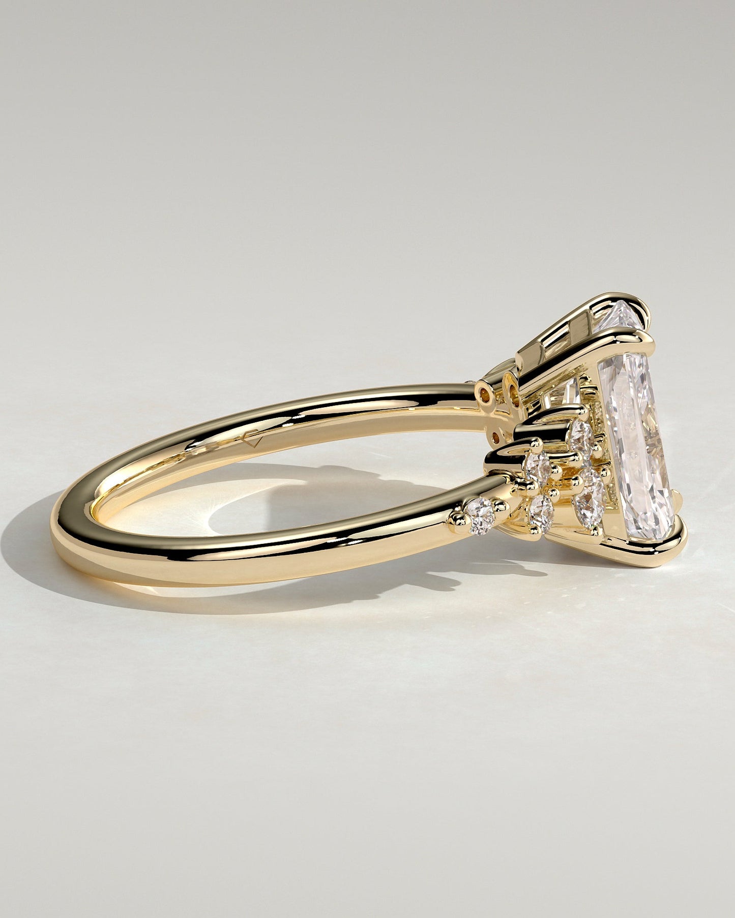 Radiant Cluster Lab Grown Diamond Engagement Ring