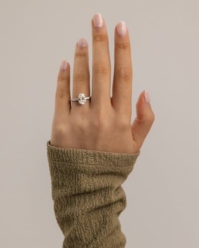 2.0 CT Oval Cut Pave & Cathedral Lab Grown Diamond Engagement Ring