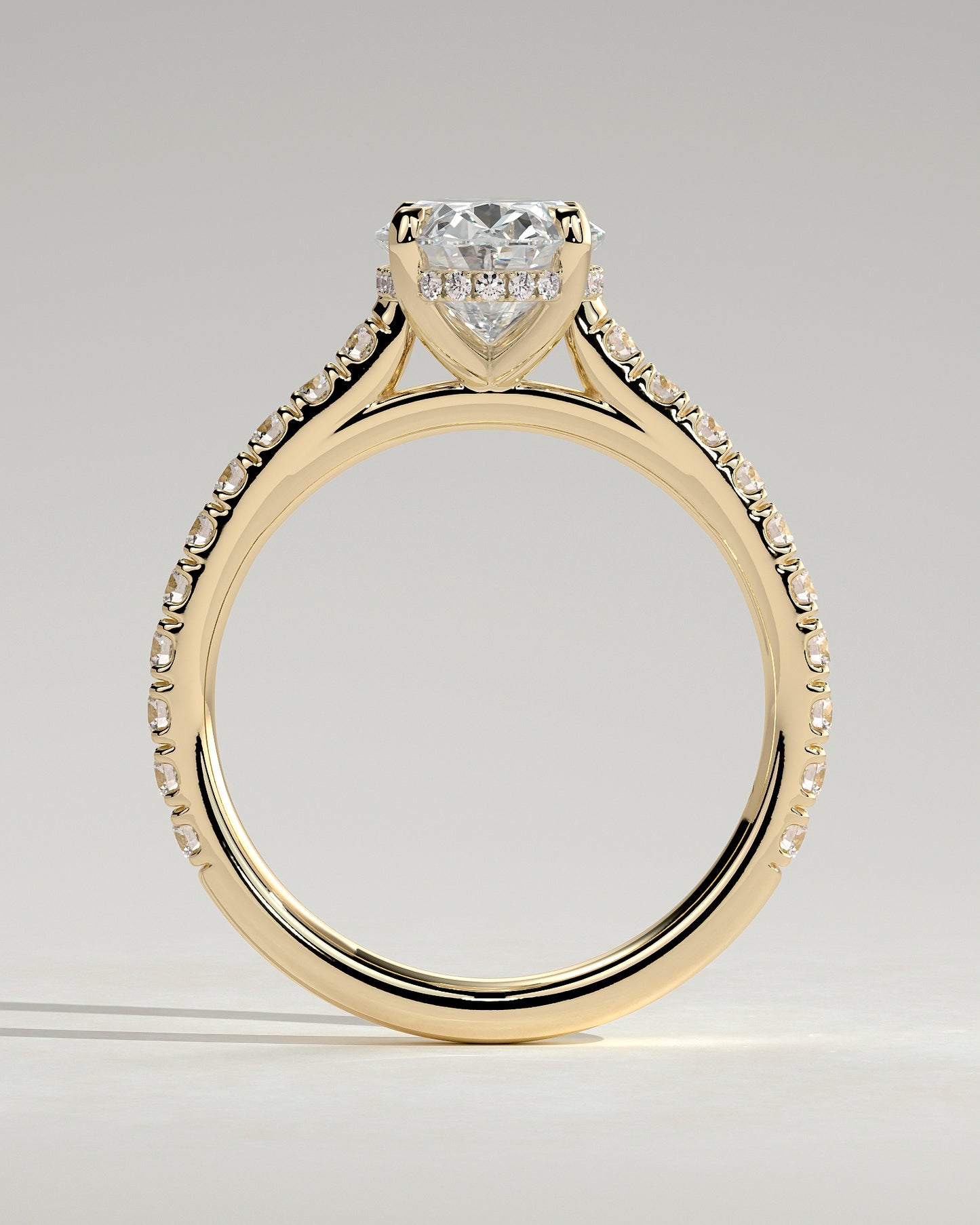 2.0 CT Oval Cut Pave & Cathedral Lab Grown Diamond Engagement Ring