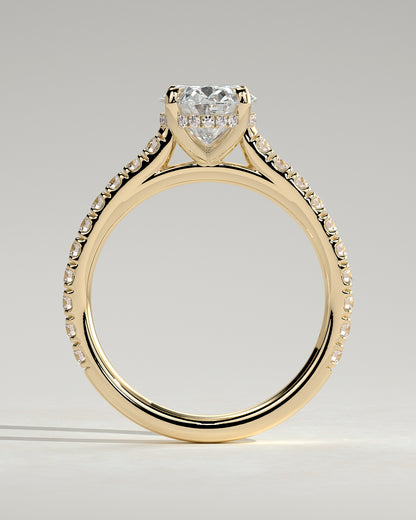 2.0 CT Oval Cut Pave & Cathedral Lab Grown Diamond Engagement Ring