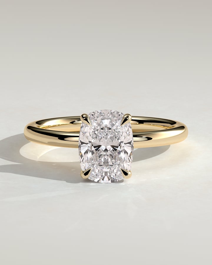 2.0 CT Elongated Cushion Cut Hidden Halo Styled Lab Grown Diamond Engagement Ring