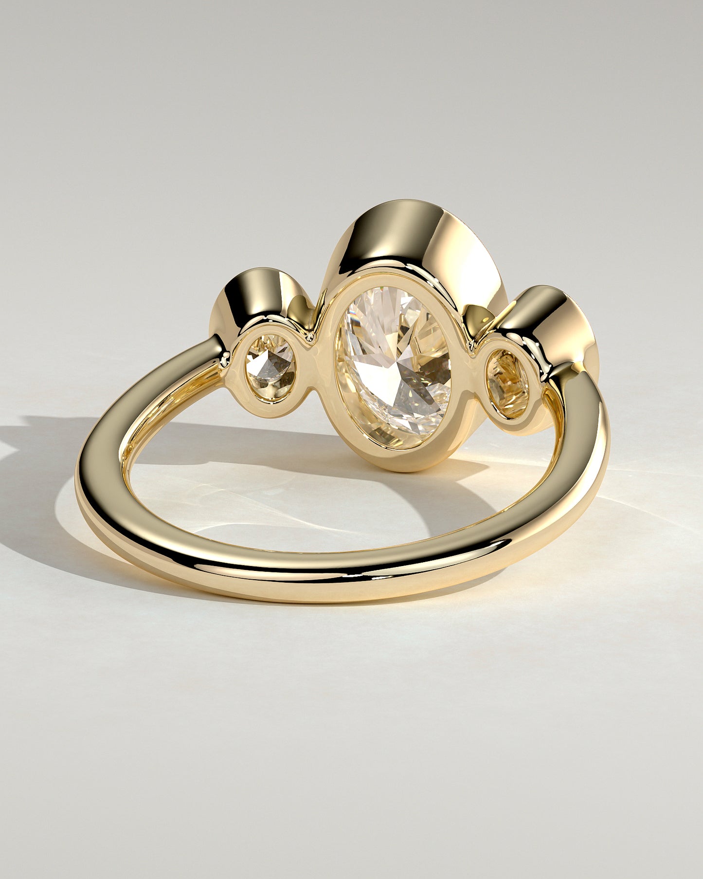 2.0 CT Oval Cut Three Stones & Bezel Lab Grown Diamond Engagement Ring