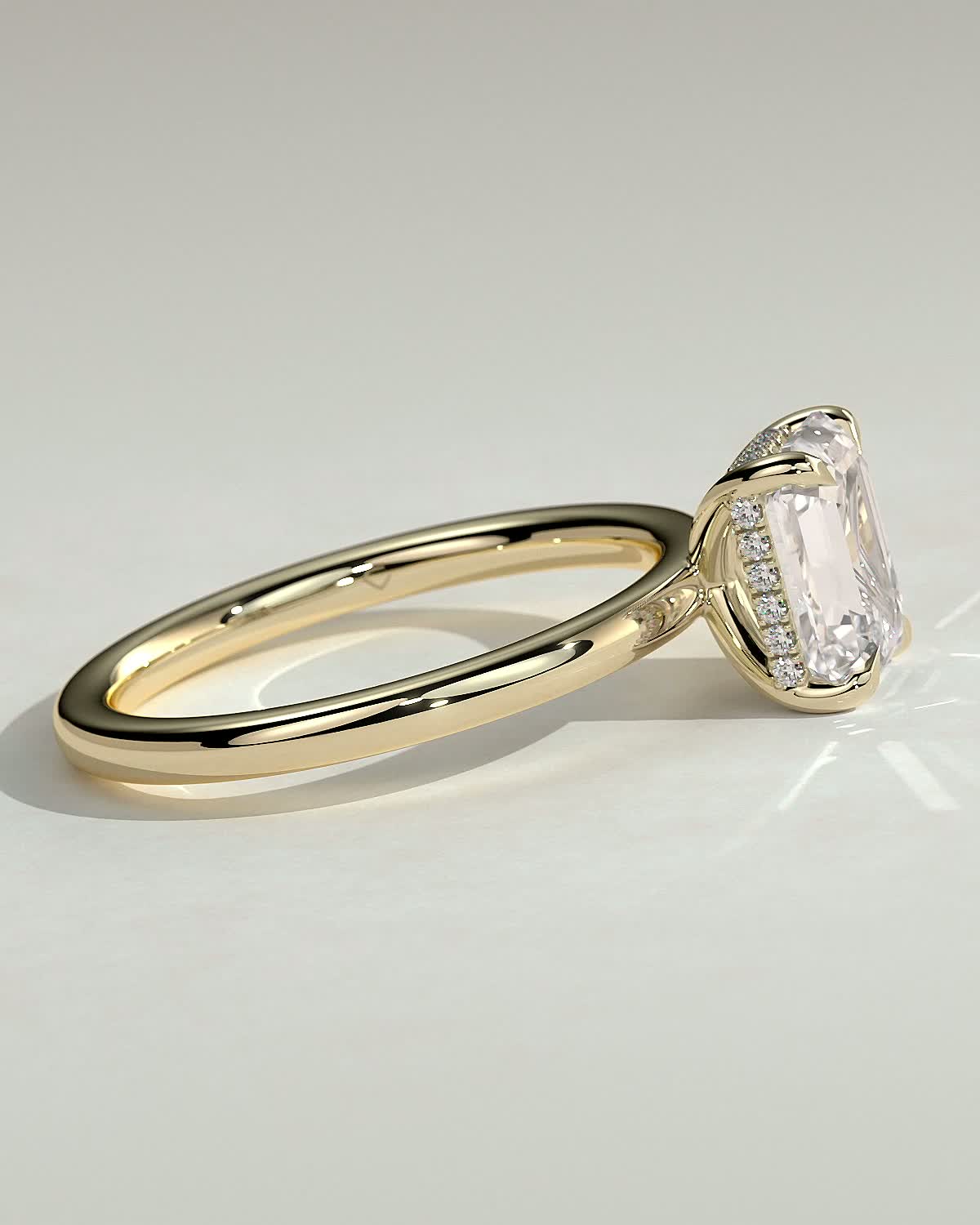 2.0 CT Emerald Cut Hidden Halo Styled Lab Grown Diamond Engagement Ring