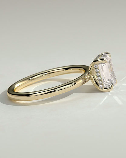2.0 CT Emerald Cut Hidden Halo Styled Lab Grown Diamond Engagement Ring