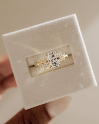 2.0 CT Elongated Cushion Cut Cluster Lab Grown Diamond Engagement Ring