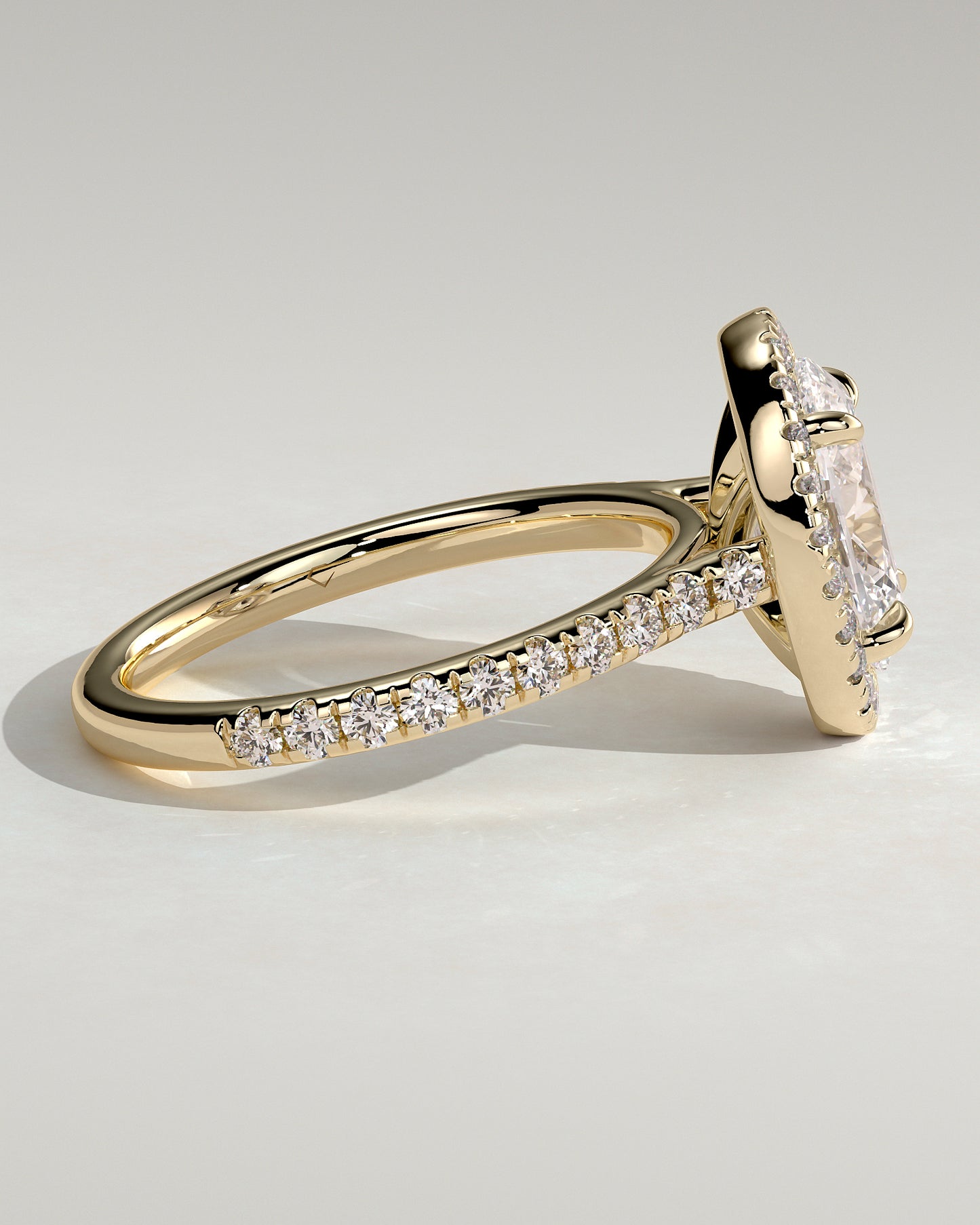 2 CT Oval Cut Halo and Pave Lab Grown Diamond Engagement Ring