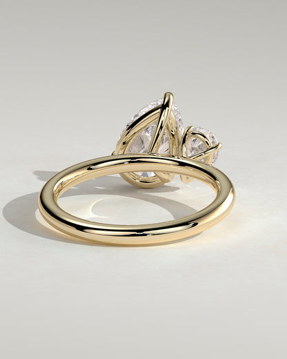 2.8 CT Pear Cut Toi Et Moi Lab Grown Diamond Engagement Ring