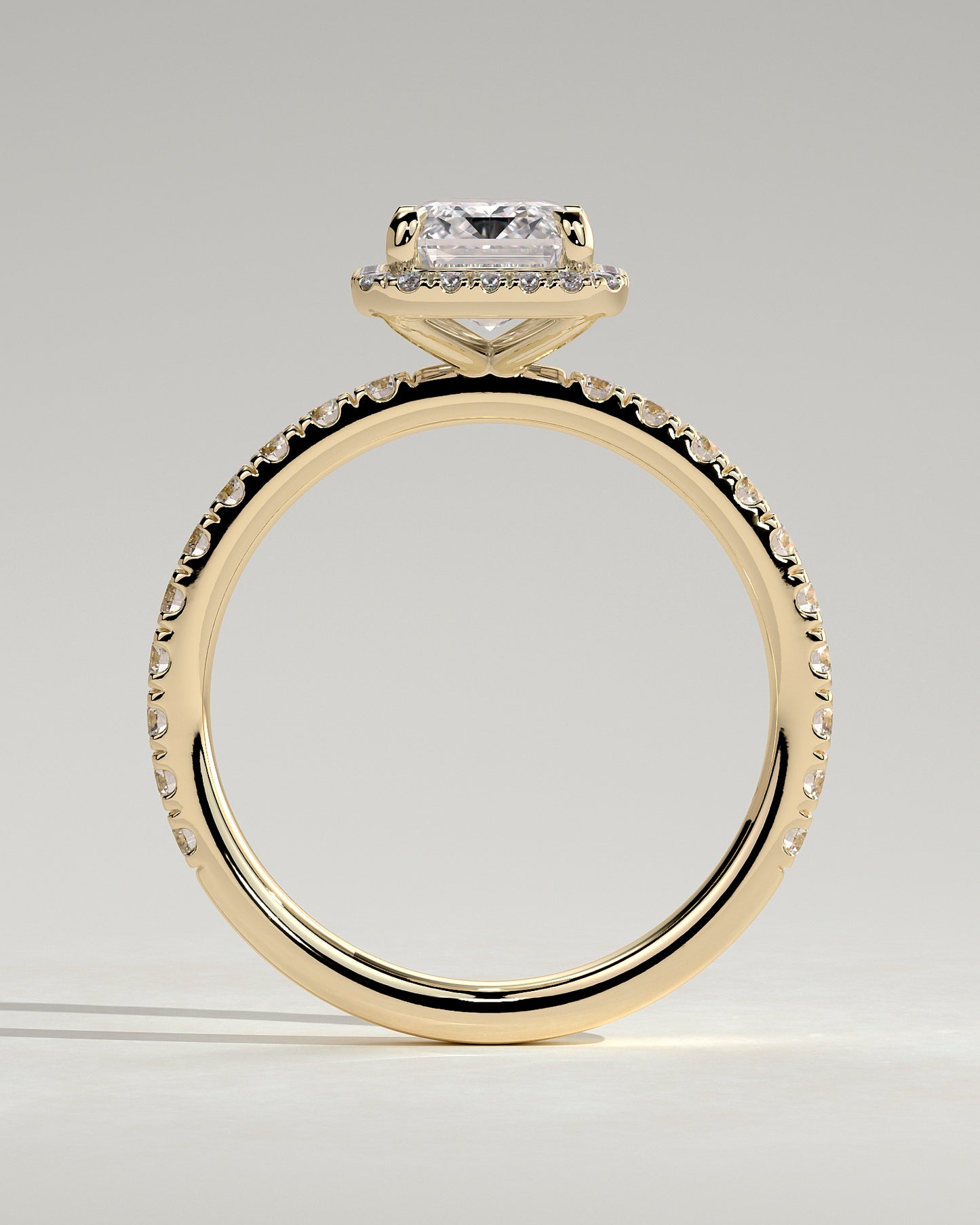 2 CT Emerald Cut Halo and Pave Lab Grown Diamond Engagement Ring