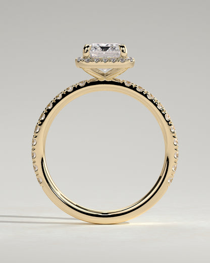 2 CT Emerald Cut Halo and Pave Lab Grown Diamond Engagement Ring