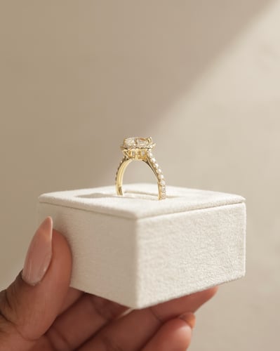 2 CT Pear Cut Halo and Pave Lab Grown Diamond Engagement Ring