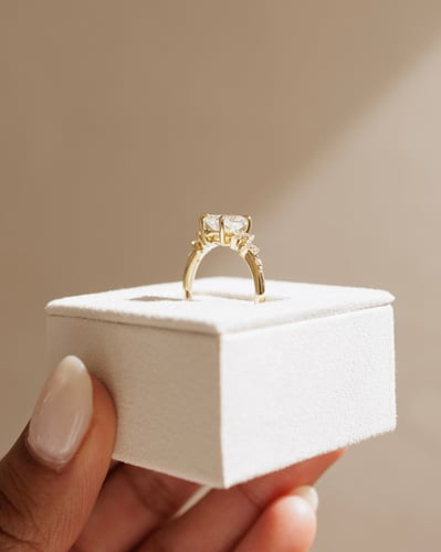 2.0 CT Elongated Cushion Cut Cluster Lab Grown Diamond Engagement Ring