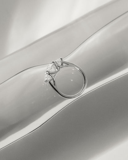 2 CT Oval Cut Three Stone Lab Grown Diamond Engagement Ring