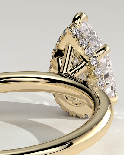 2 CT Pear Cut Hidden Halo Styled Lab Grown Diamond Engagement Ring For Women