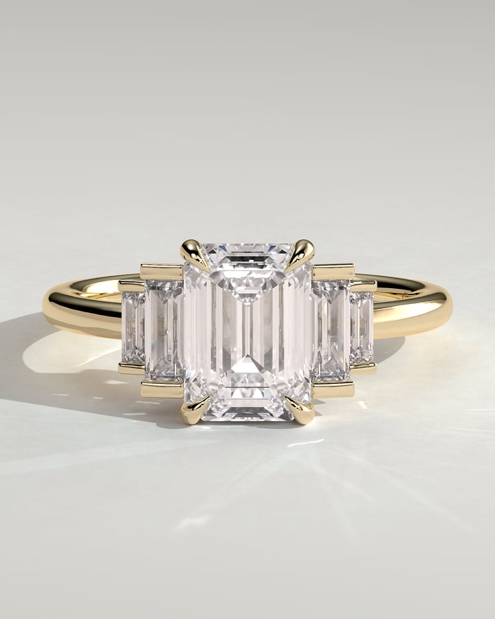 2 CT Emerald Cut Cluster Styled Lab Grown Diamond Engagement Ring