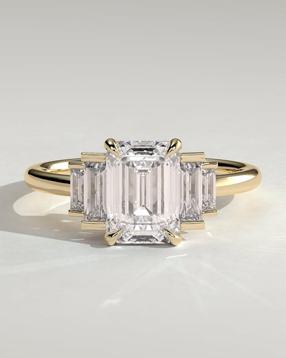 2 CT Emerald Cut Cluster Styled Lab Grown Diamond Engagement Ring