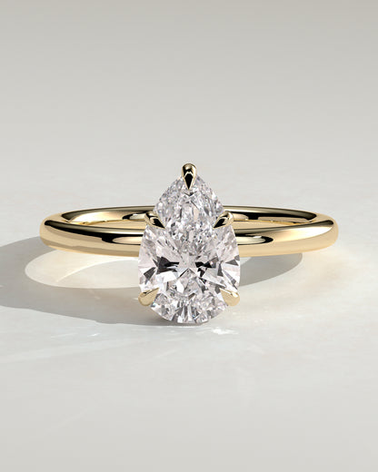 2 CT Pear Cut Hidden Halo Styled Lab Grown Diamond Engagement Ring For Women