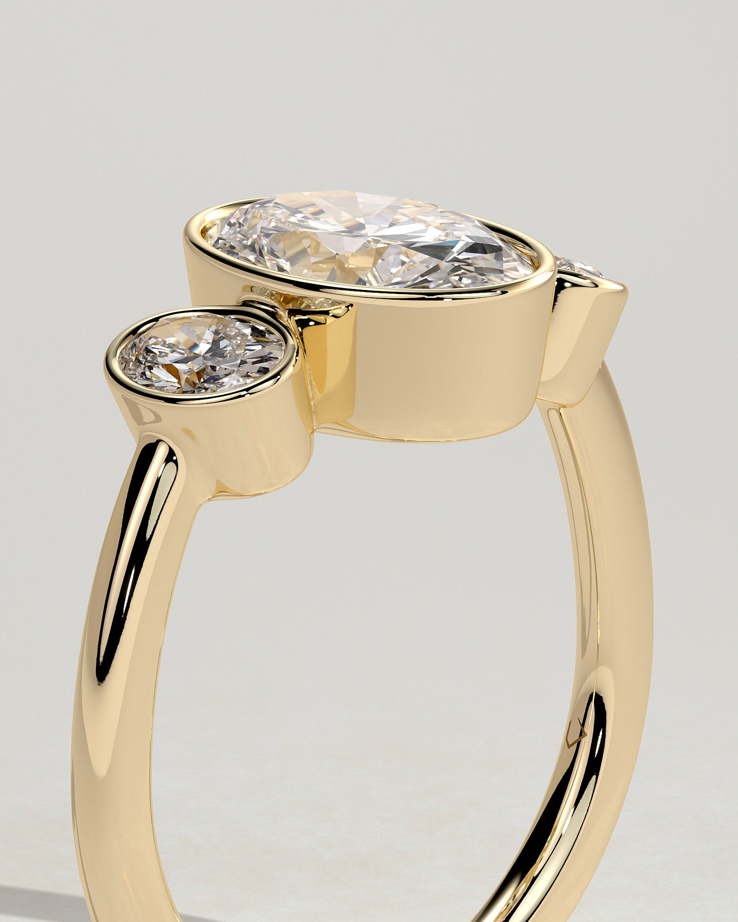 2.0 CT Oval Cut Three Stones & Bezel Lab Grown Diamond Engagement Ring