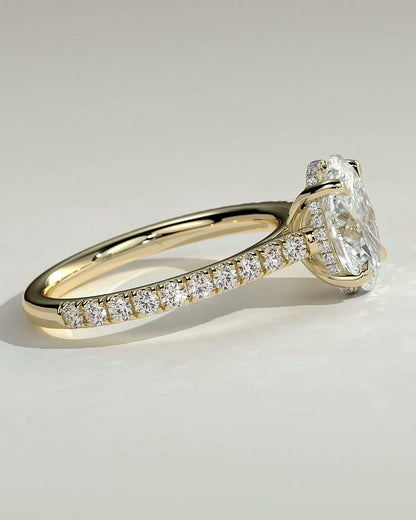 2.0 CT Oval Cut Pave & Cathedral Lab Grown Diamond Engagement Ring
