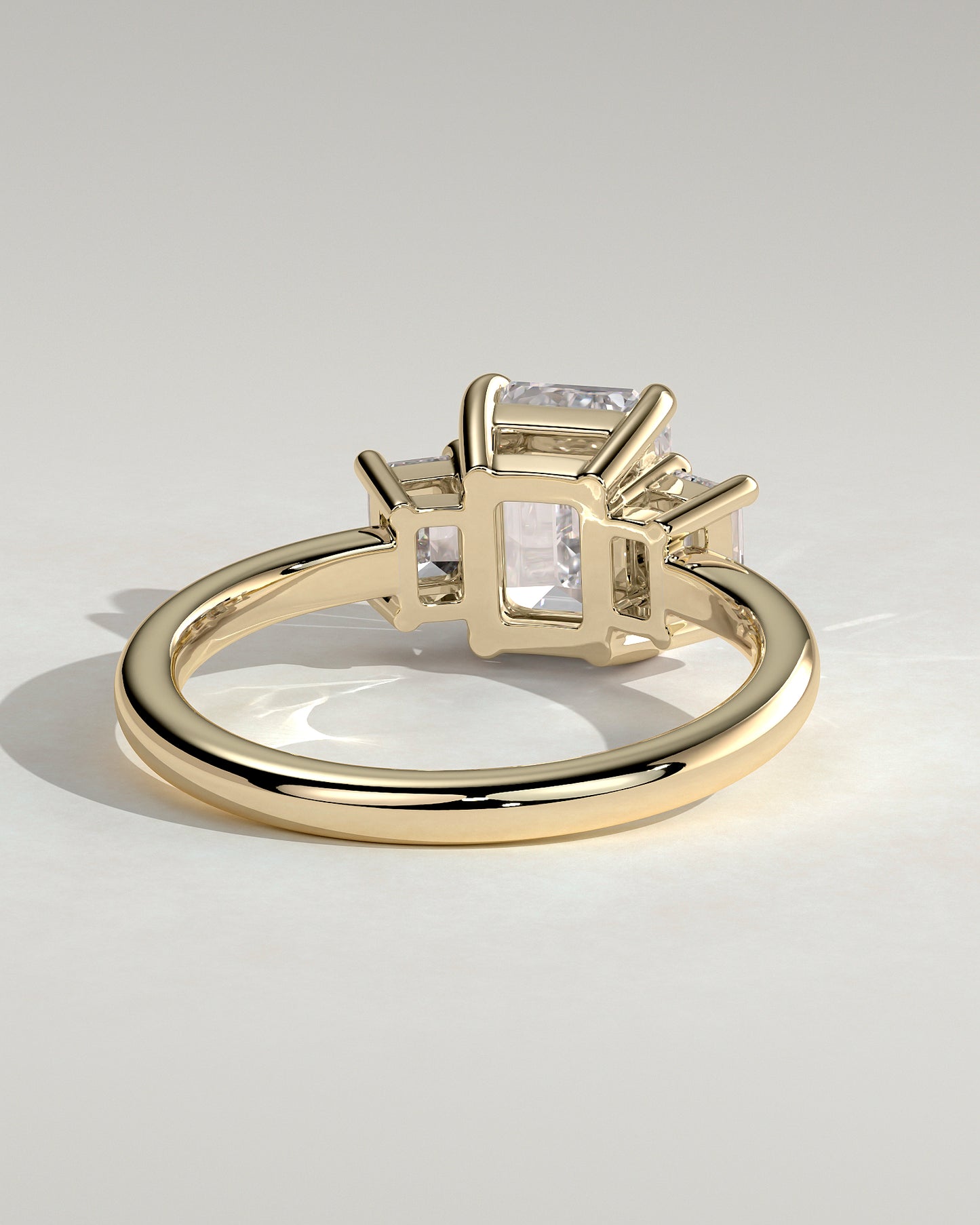 2 CT Emerald Cut Three Stone Lab Grown Diamond Engagement Ring