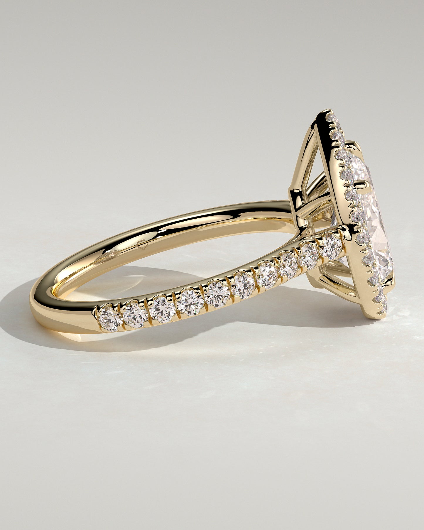 2 CT Pear Cut Halo and Pave Lab Grown Diamond Engagement Ring