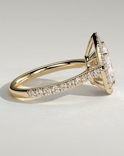 2 CT Pear Cut Halo and Pave Lab Grown Diamond Engagement Ring
