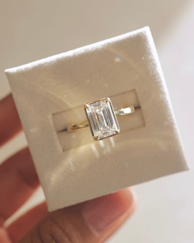 2 CT Emerald Cut Solitaire Setting Lab Grown Diamond Engagement Ring