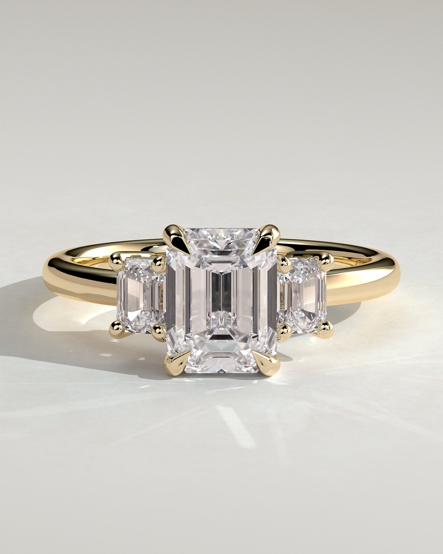 2 CT Emerald Cut Three Stone Lab Grown Diamond Engagement Ring