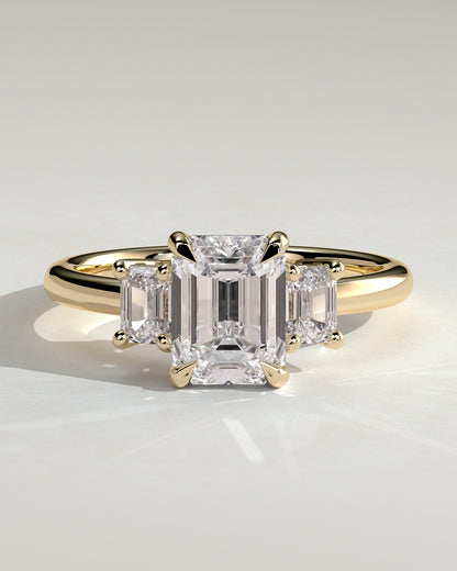 2 CT Emerald Cut Three Stone Lab Grown Diamond Engagement Ring