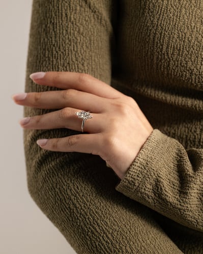 2 CT Marquise Cut Hidden Halo Styled Lab Grown Diamond Engagement Ring