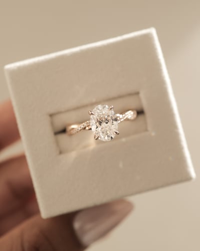 2 CT Oval Cut Criss Crossed Pave Lab Grown Diamond Engagement Ring