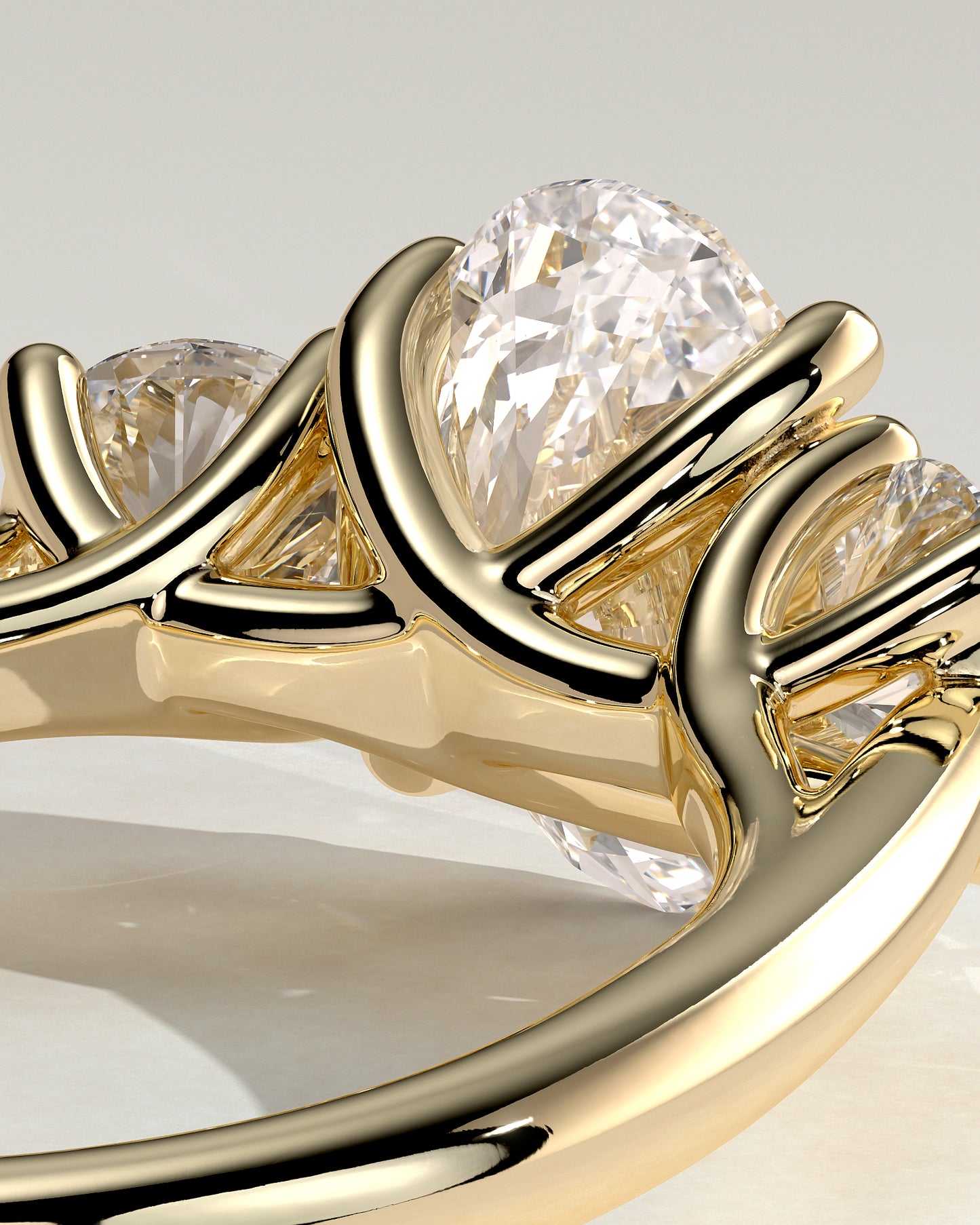 2 CT Oval Cut Three Stone Lab Grown Diamond Engagement Ring