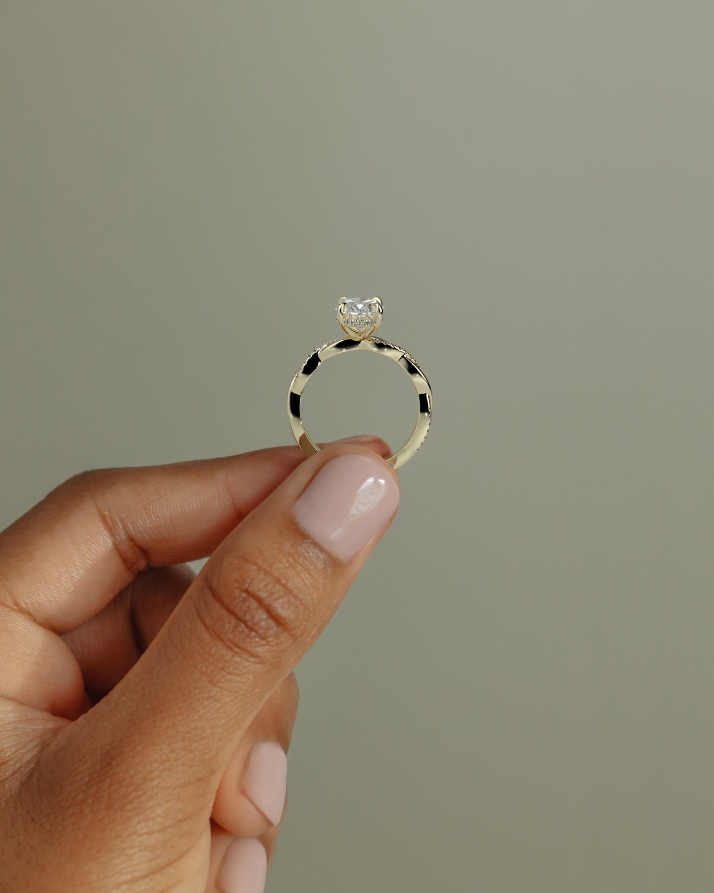 2 CT Oval Cut Criss Crossed Pave Lab Grown Diamond Engagement Ring