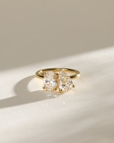 3.0 CT Oval & Pear Cut Toi Et Moi Lab Grown Diamond Engagement Ring